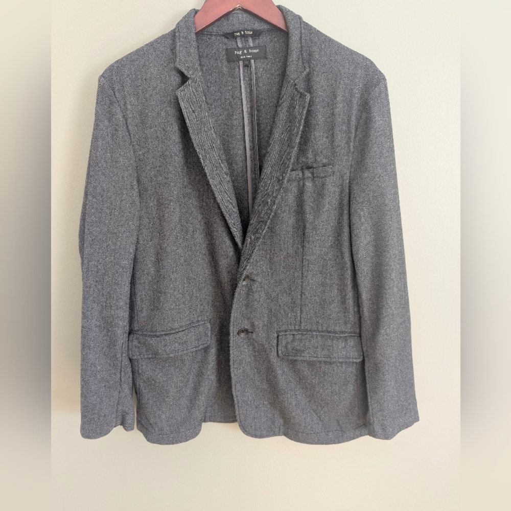 Rag & Bone Unstructured Herringbone Wool Blend Blazer Jacket Size 44